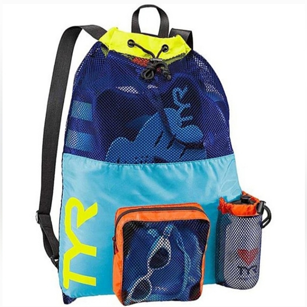 ⭐️HP⭐️Big Mesh Mummy Backpack for Swim Blue/Yellow